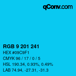 Color code: RGB 9 201 241 | qconv.com