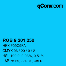 Color code: RGB 9 201 250 | qconv.com