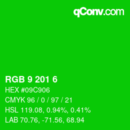 Color code: RGB 9 201 6 | qconv.com