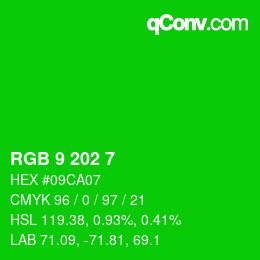 Color code: RGB 9 202 7 | qconv.com