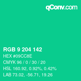 カラーコード: RGB 9 204 142 | qconv.com