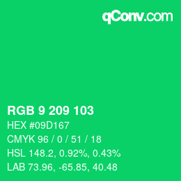 カラーコード: RGB 9 209 103 | qconv.com