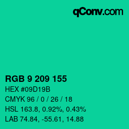 Color code: RGB 9 209 155 | qconv.com