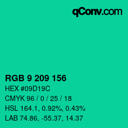 Color code: RGB 9 209 156 | qconv.com