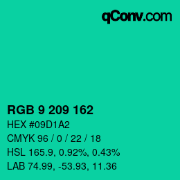 カラーコード: RGB 9 209 162 | qconv.com