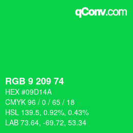 Color code: RGB 9 209 74 | qconv.com