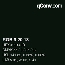 Color code: RGB 9 20 13 | qconv.com
