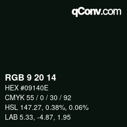 Color code: RGB 9 20 14 | qconv.com