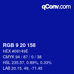 Color code: RGB 9 20 158 | qconv.com