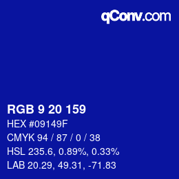Color code: RGB 9 20 159 | qconv.com