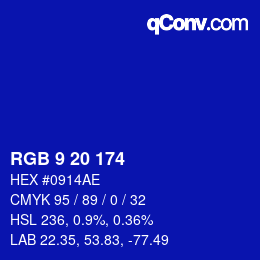 Color code: RGB 9 20 174 | qconv.com
