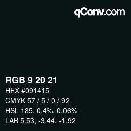 Farbcode: RGB 9 20 21 | qconv.com