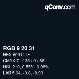 Color code: RGB 9 20 31 | qconv.com