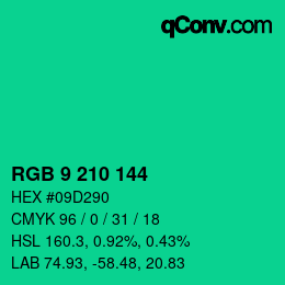 Color code: RGB 9 210 144 | qconv.com