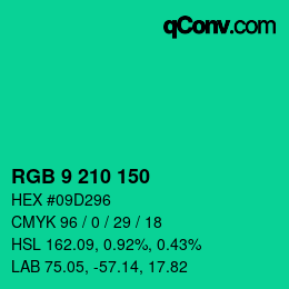 Color code: RGB 9 210 150 | qconv.com