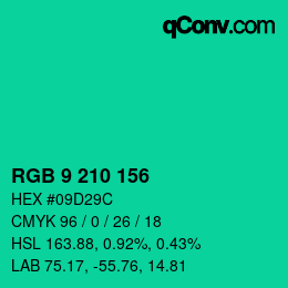 Color code: RGB 9 210 156 | qconv.com