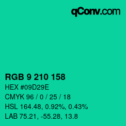 Color code: RGB 9 210 158 | qconv.com