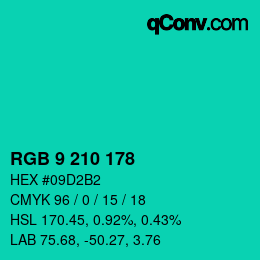 Color code: RGB 9 210 178 | qconv.com