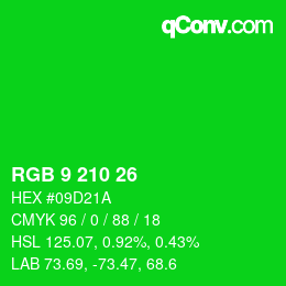 Color code: RGB 9 210 26 | qconv.com