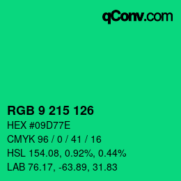Color code: RGB 9 215 126 | qconv.com