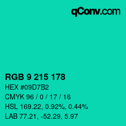 Color code: RGB 9 215 178 | qconv.com