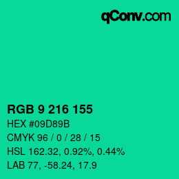 Color code: RGB 9 216 155 | qconv.com