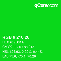 Color code: RGB 9 216 26 | qconv.com