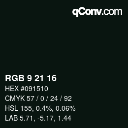 Farbcode: RGB 9 21 16 | qconv.com