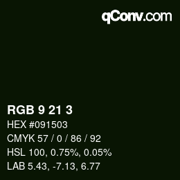 Color code: RGB 9 21 3 | qconv.com