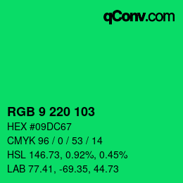 Color code: RGB 9 220 103 | qconv.com