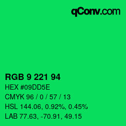 Color code: RGB 9 221 94 | qconv.com