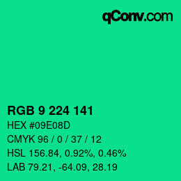 Color code: RGB 9 224 141 | qconv.com