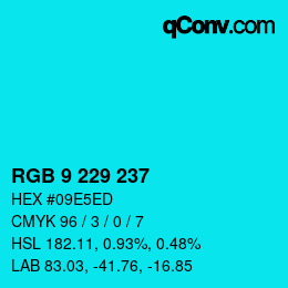 Color code: RGB 9 229 237 | qconv.com