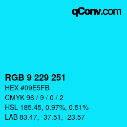 Farbcode: RGB 9 229 251 | qconv.com