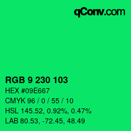 Color code: RGB 9 230 103 | qconv.com