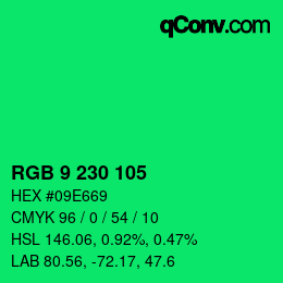 Color code: RGB 9 230 105 | qconv.com