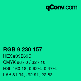 Color code: RGB 9 230 157 | qconv.com