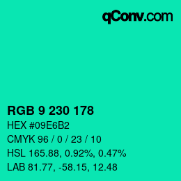カラーコード: RGB 9 230 178 | qconv.com