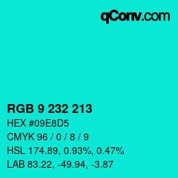 Color code: RGB 9 232 213 | qconv.com