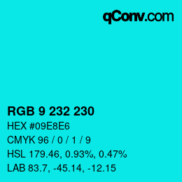 Color code: RGB 9 232 230 | qconv.com