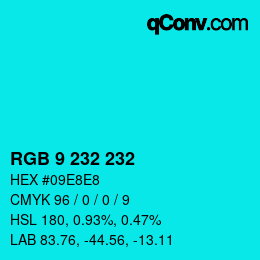 Color code: RGB 9 232 232 | qconv.com