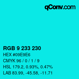 Color code: RGB 9 233 230 | qconv.com