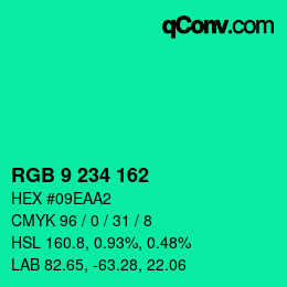 Color code: RGB 9 234 162 | qconv.com
