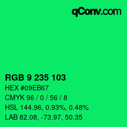 Farbcode: RGB 9 235 103 | qconv.com