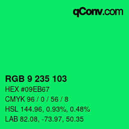 Color code: RGB 9 235 103 | qconv.com