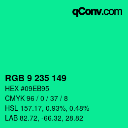 Color code: RGB 9 235 149 | qconv.com