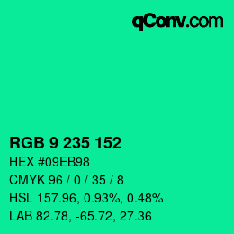 Color code: RGB 9 235 152 | qconv.com