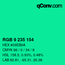 Color code: RGB 9 235 154 | qconv.com