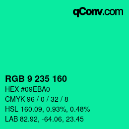 Color code: RGB 9 235 160 | qconv.com