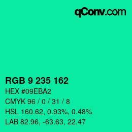 Farbcode: RGB 9 235 162 | qconv.com